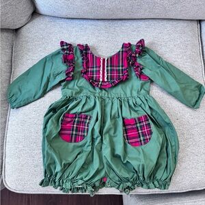 Green and Red Plaid Christmas Romper